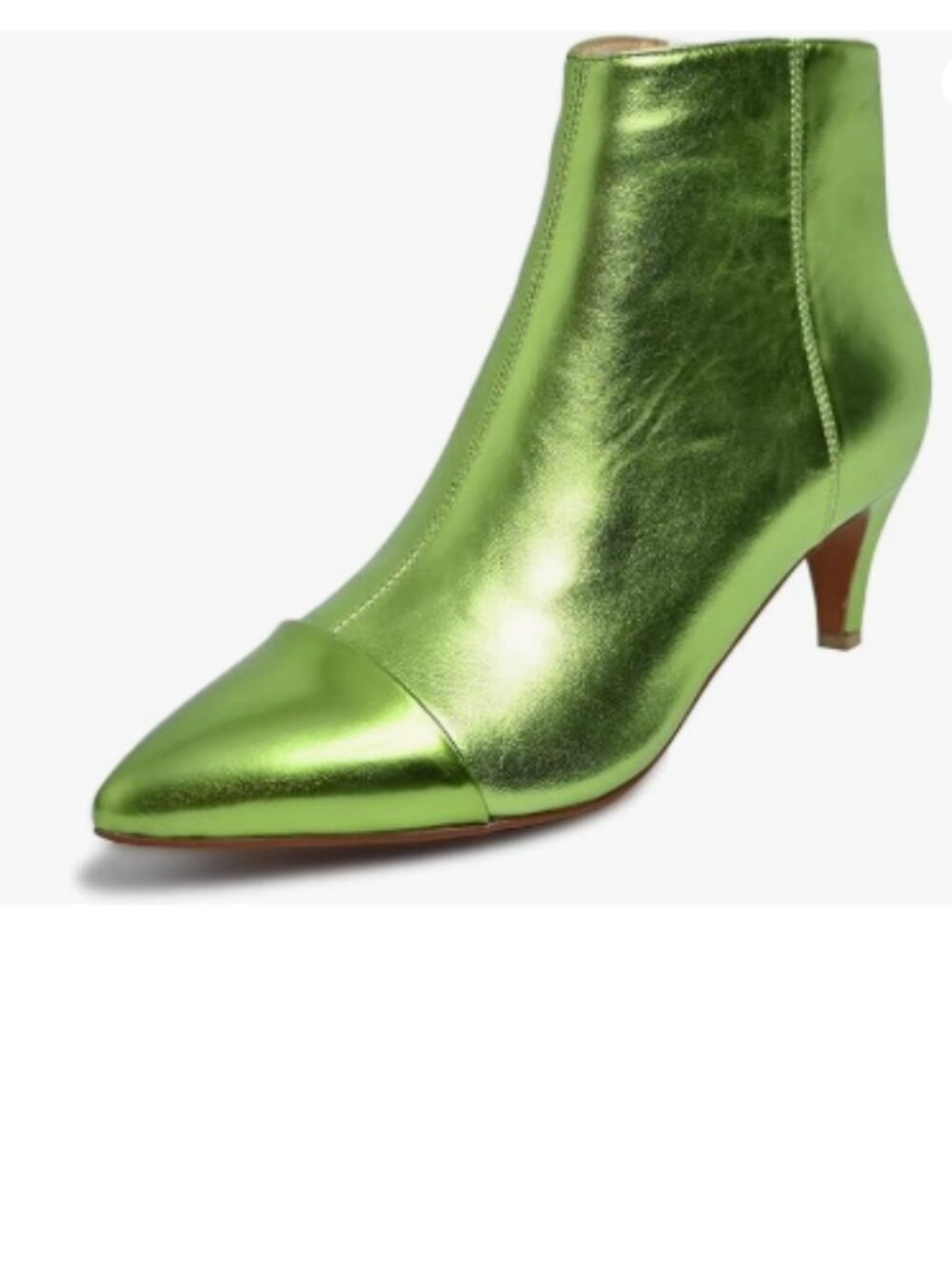 XYD Green Kitten Heel Ankle Boots Pointed Closed Toe Side Zipper Prom Bootie